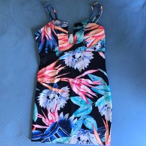 tropical mini bodycon dress